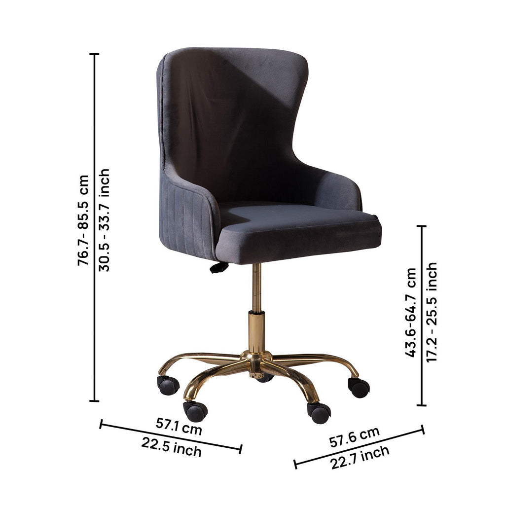 Velvet Sleek Office Chair Grey