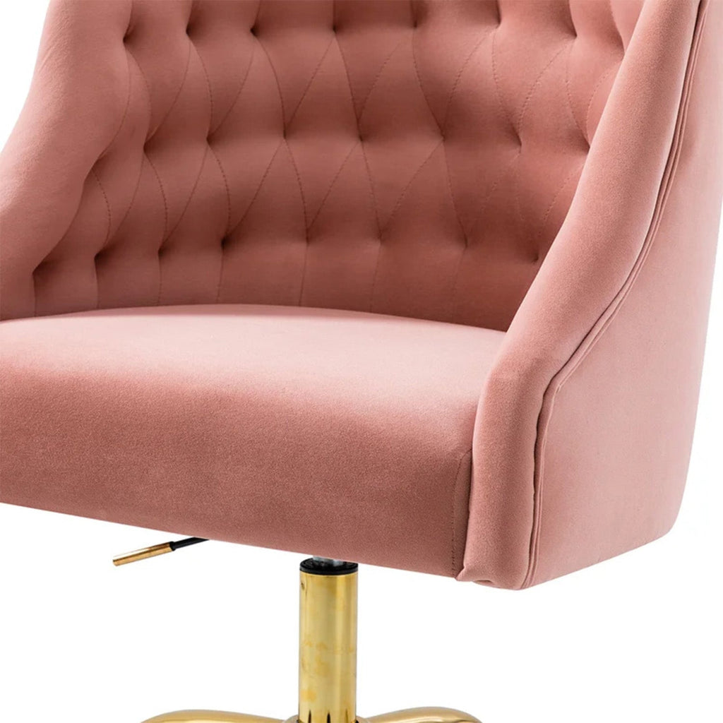 Velvet Sleek Office Chair with Adjustable Height– Pink | Nestroots