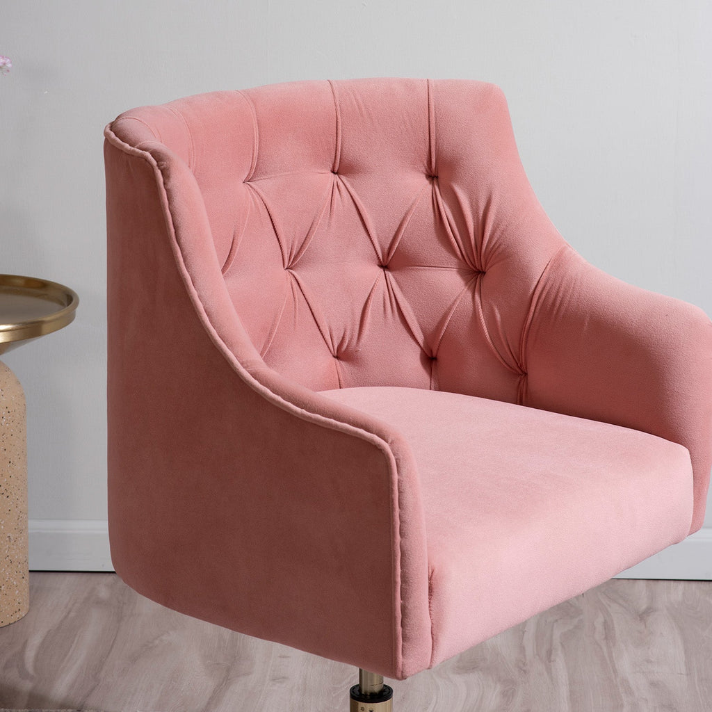 Velvet Sleek Office Chair with Adjustable Height– Pink | Nestroots