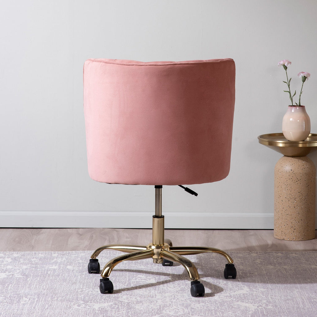 Velvet Sleek Office Chair with Adjustable Height– Pink | Nestroots