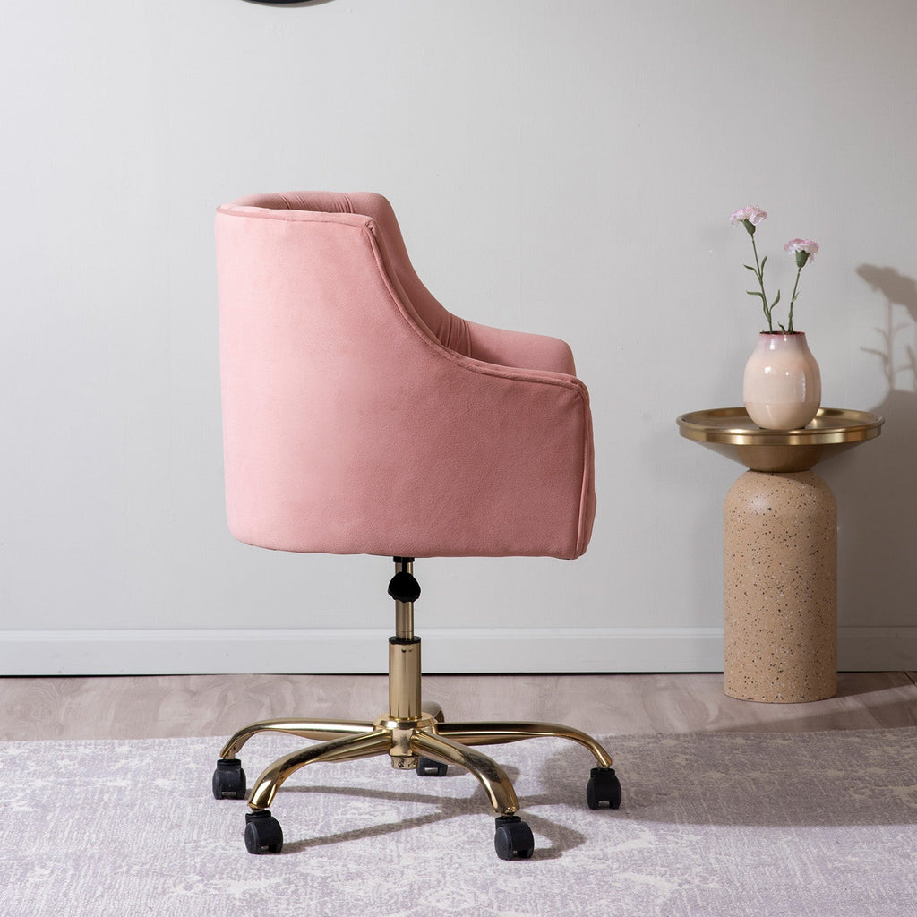 Velvet Sleek Office Chair with Adjustable Height– Pink | Nestroots