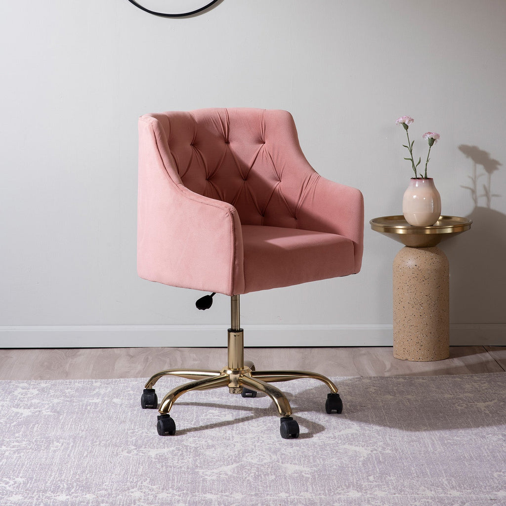 Velvet Sleek Office Chair with Adjustable Height– Pink | Nestroots