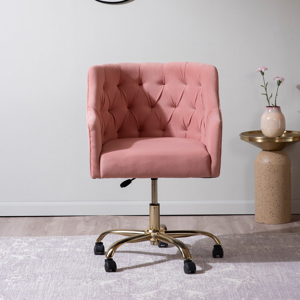 Velvet Sleek Office Chair with Adjustable Height– Pink | Nestroots