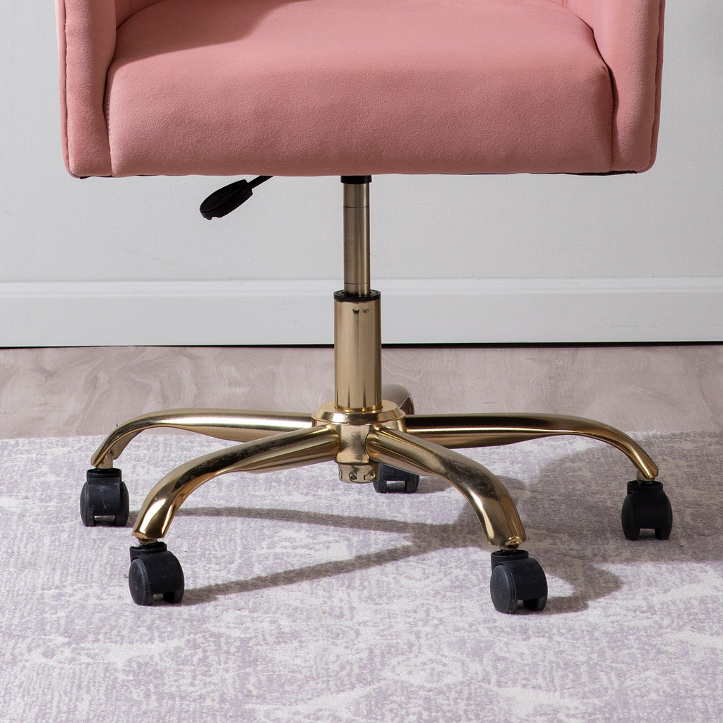 Velvet Sleek Office Chair with Adjustable Height– Pink | Nestroots