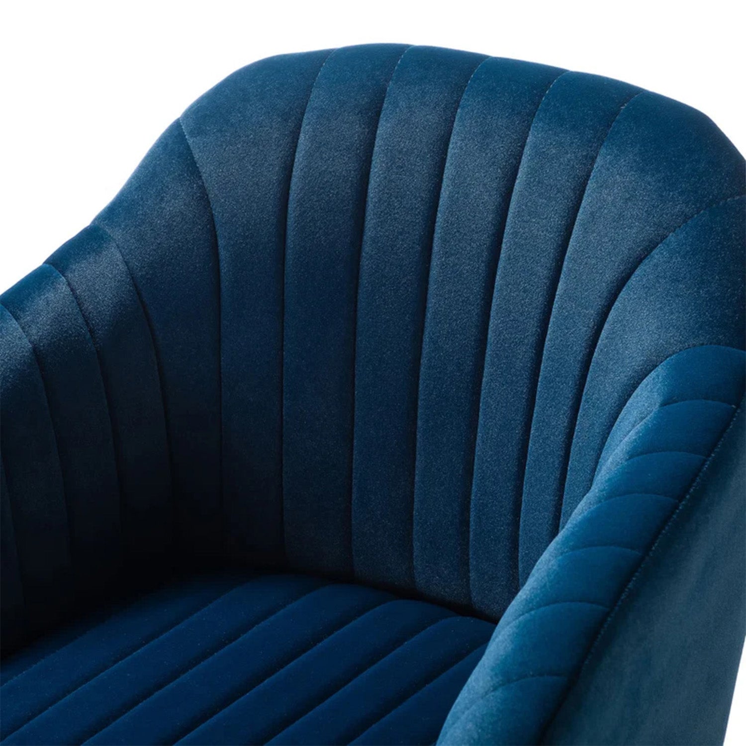 Luxurious Velvet Adjustable Office Chair With Sleek Armrest in Blue Color | Nestroots