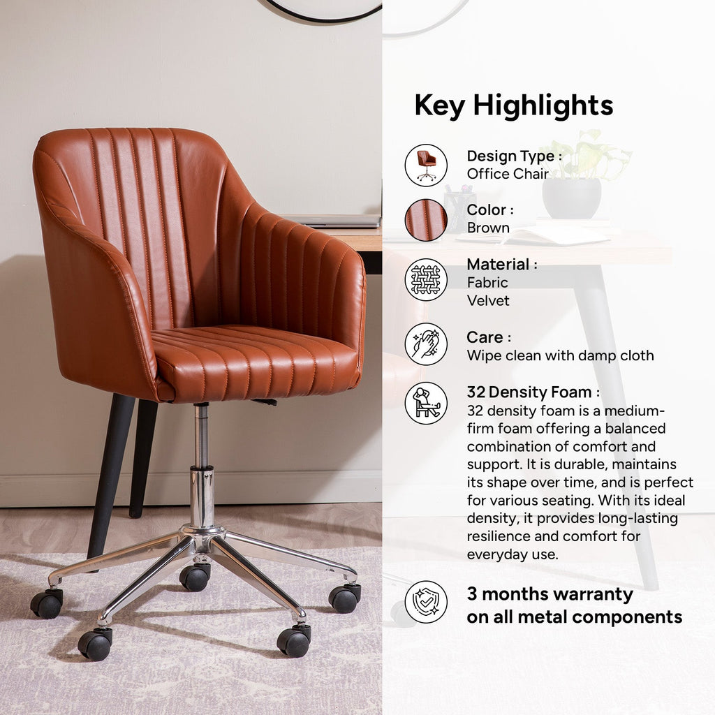 Regency Style Faux Leather Office Chair With Adjustable Height | Nestroots