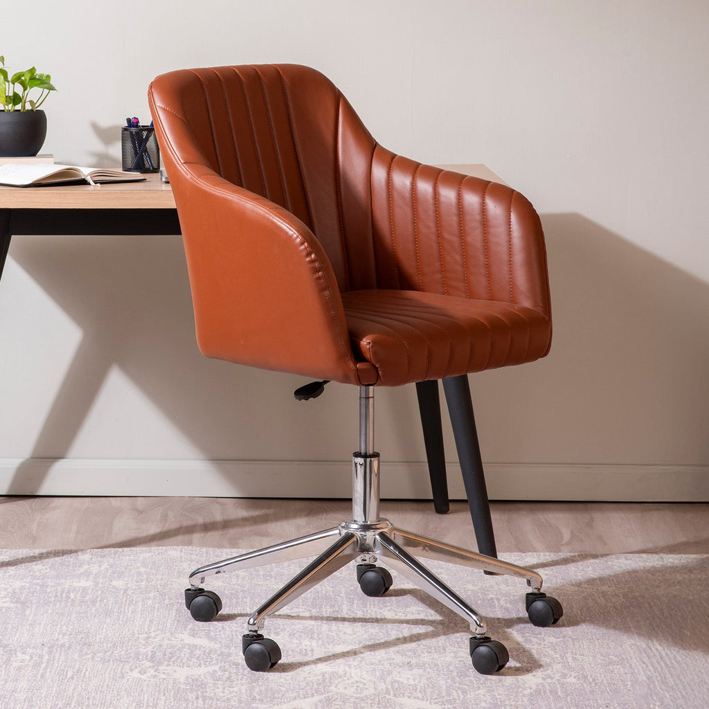 Regency Style Faux Leather Office Chair With Adjustable Height | Nestroots