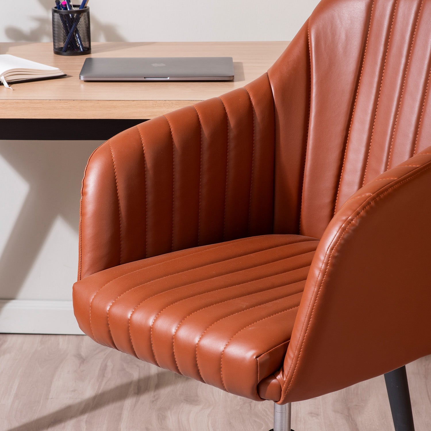 Regency Style Faux Leather Office Chair With Adjustable Height | Nestroots