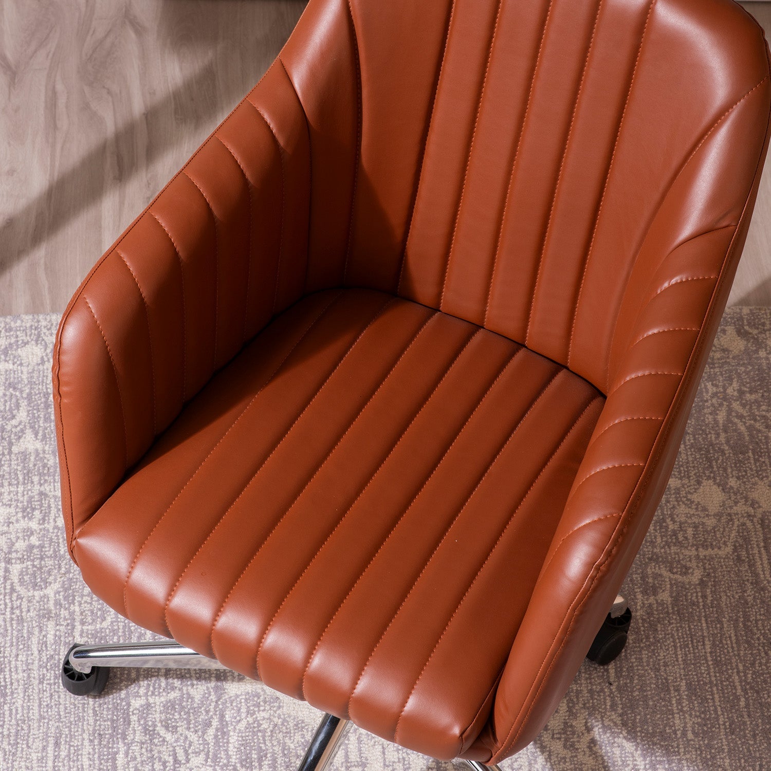 Regency Style Faux Leather Office Chair With Adjustable Height | Nestroots