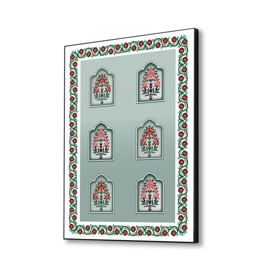 Mughal Marvels in Green Wall Painting