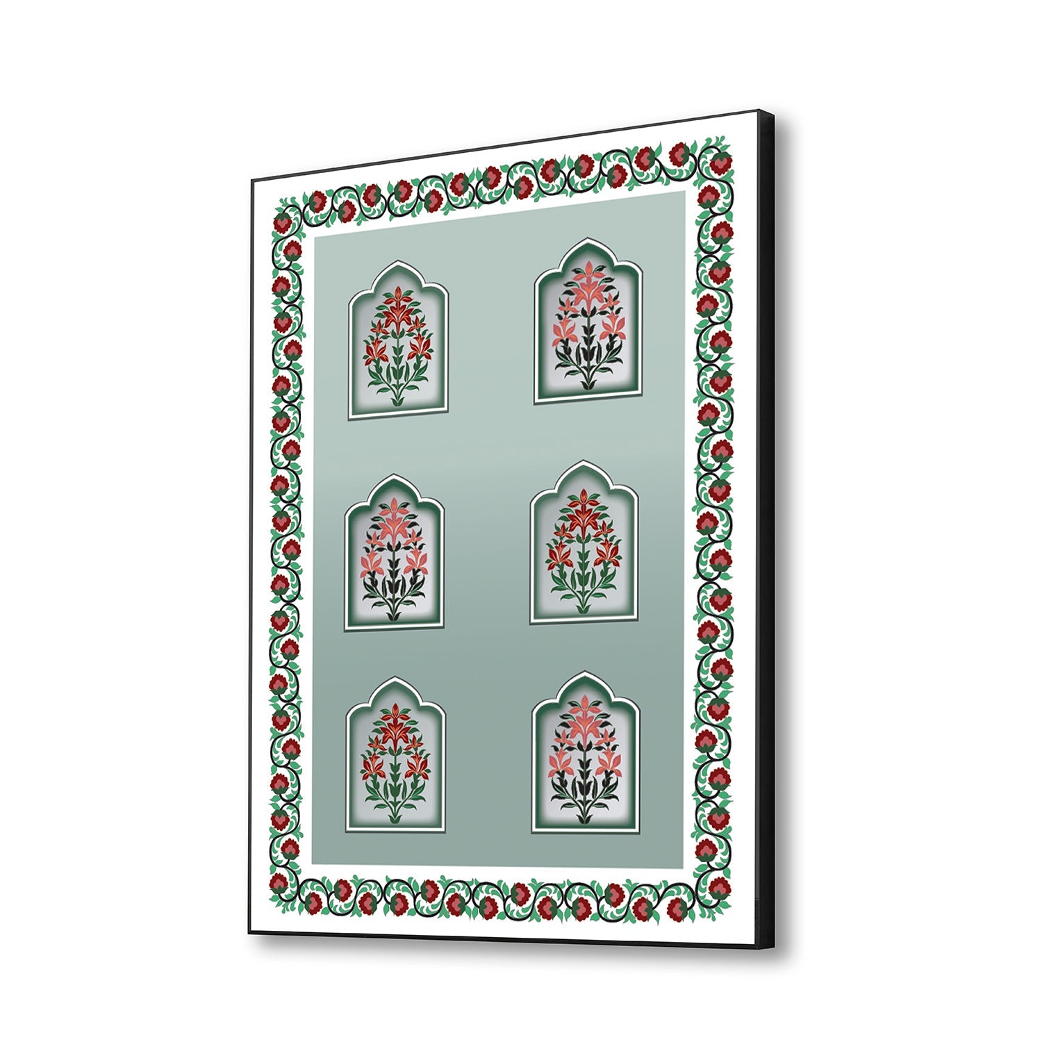 Mughal Marvels in Green Wall Painting