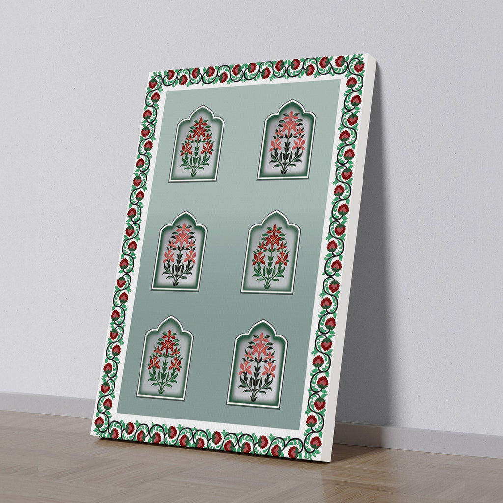 Mughal Marvels in Green Wall Painting