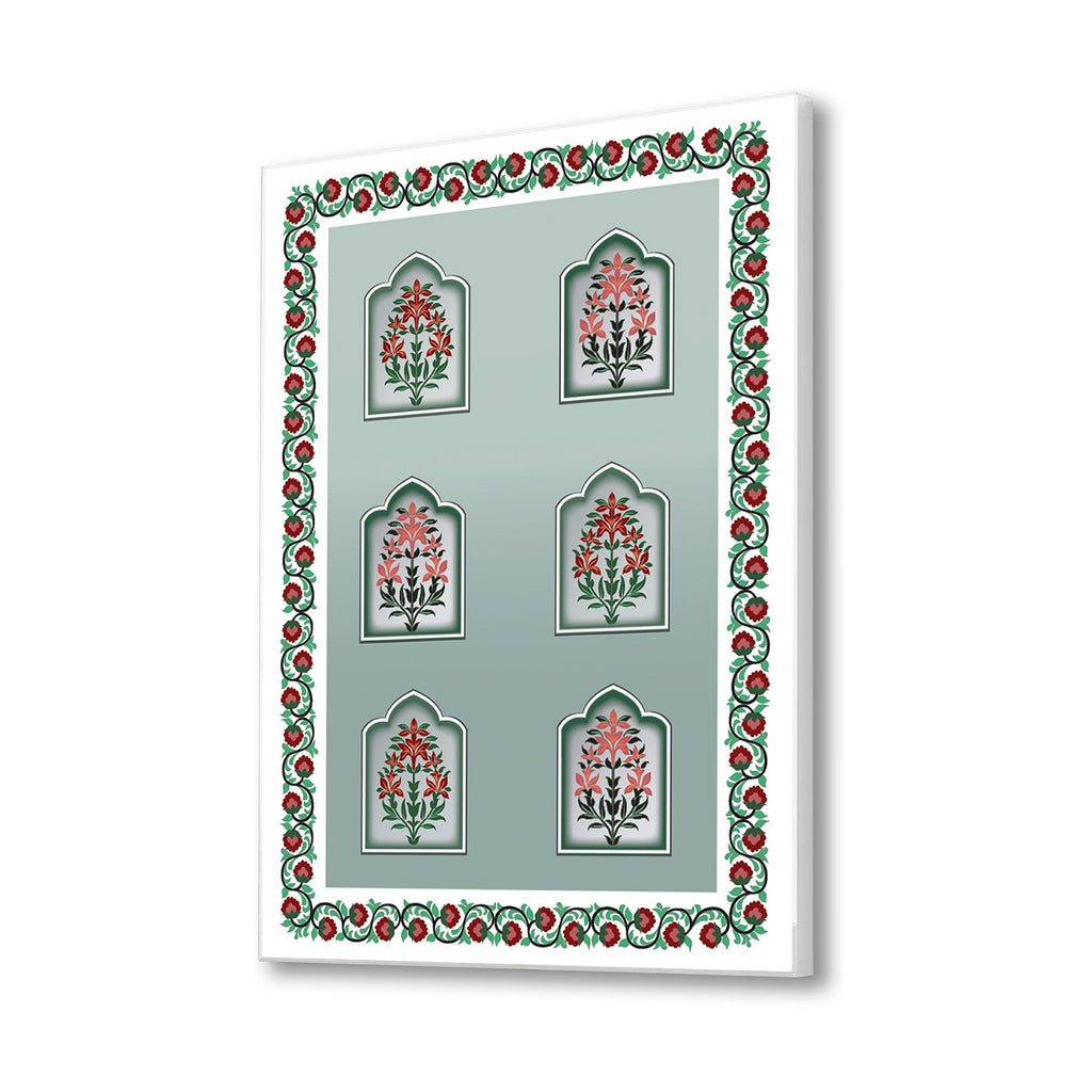 Mughal Marvels in Green Wall Painting