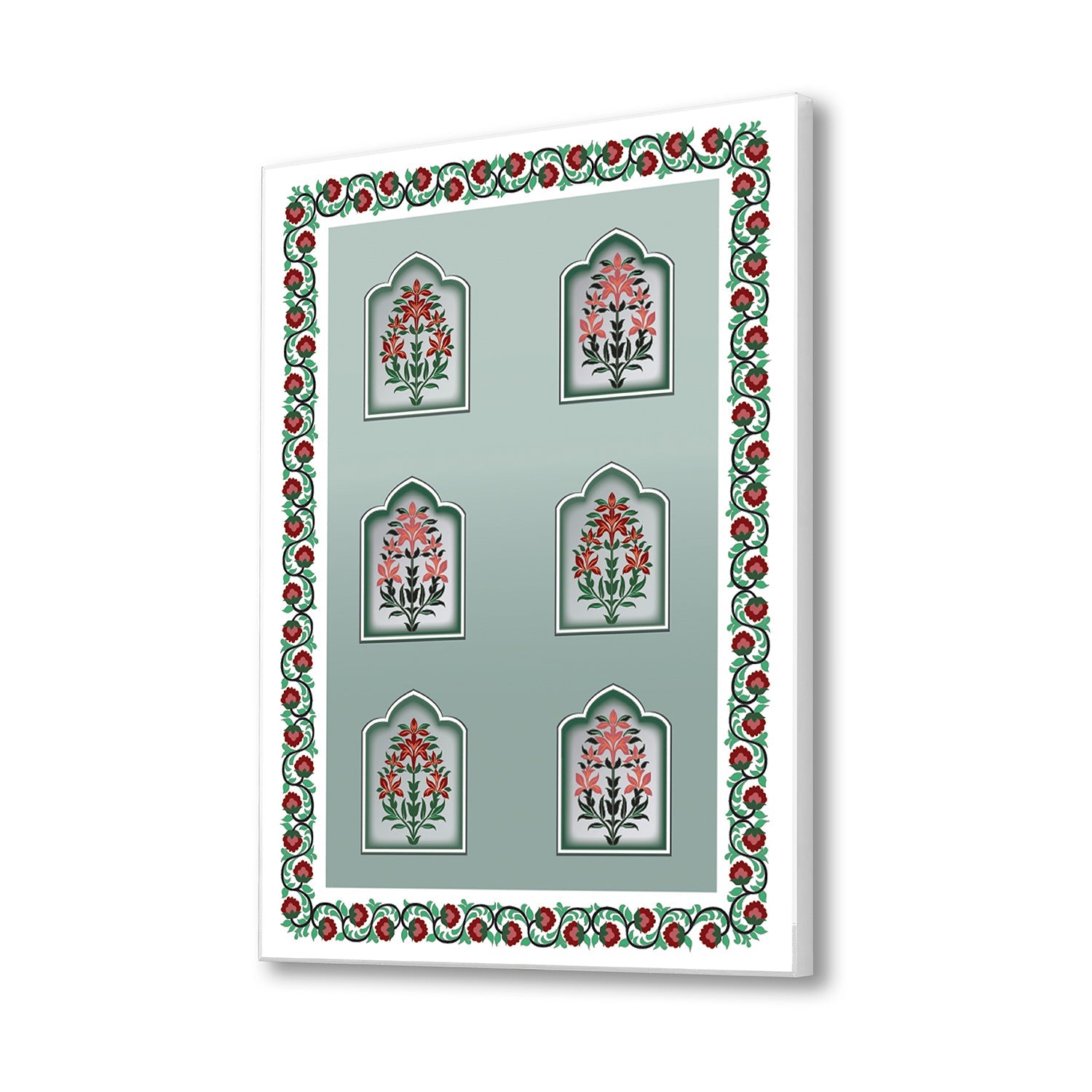 Mughal Marvels in Green Wall Painting