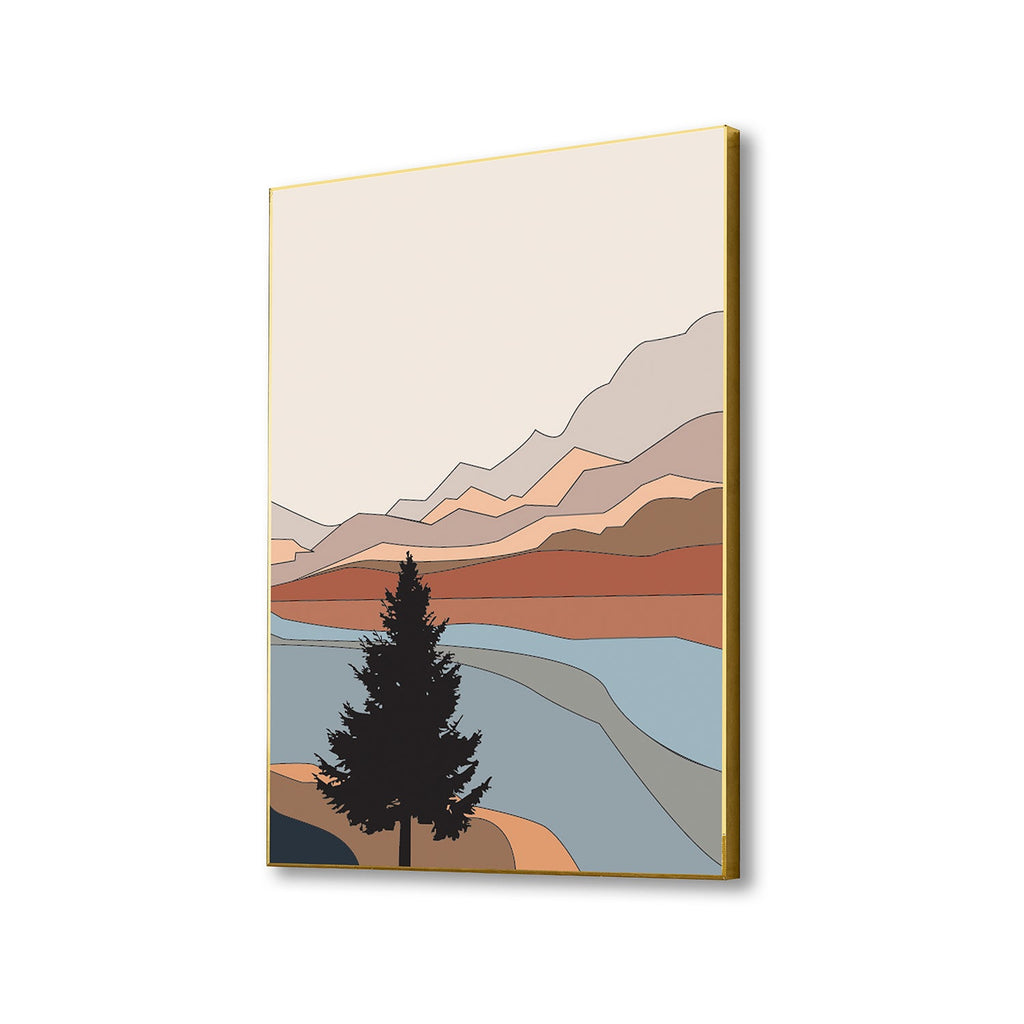 Serene Tree Mountains Canvas Art Print Wall Painting