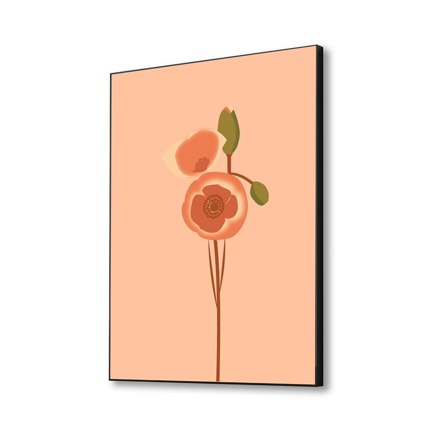 Bright Pink and Orange Floral Print Canvas Art Wall Painting