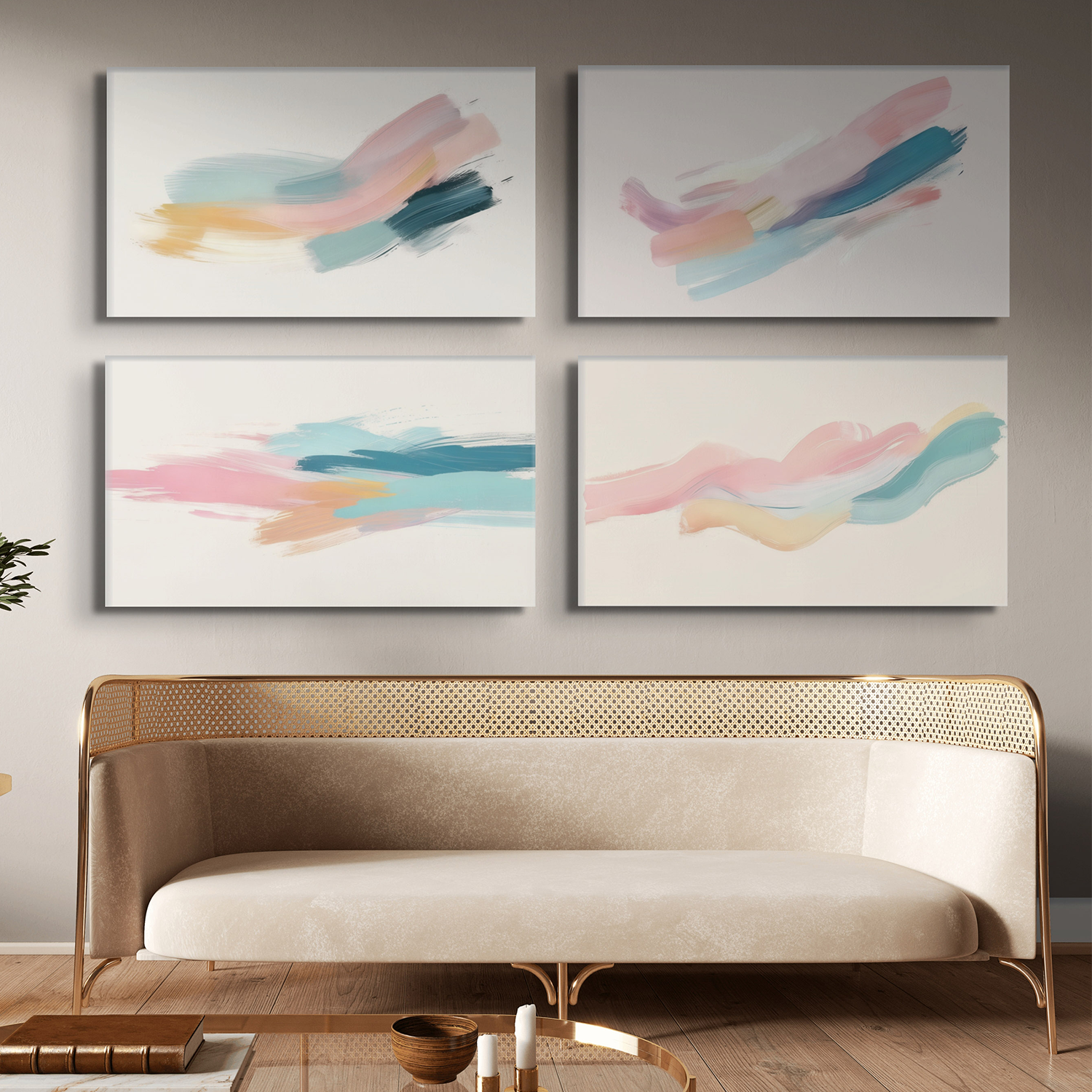 Abstract Four-Piece Painting Set Canvas Painting