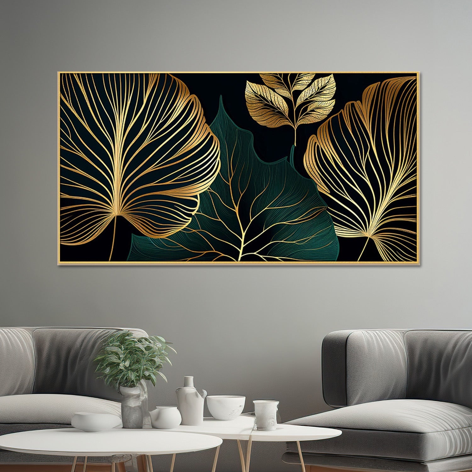 Luxurious Gold Leaves on Black