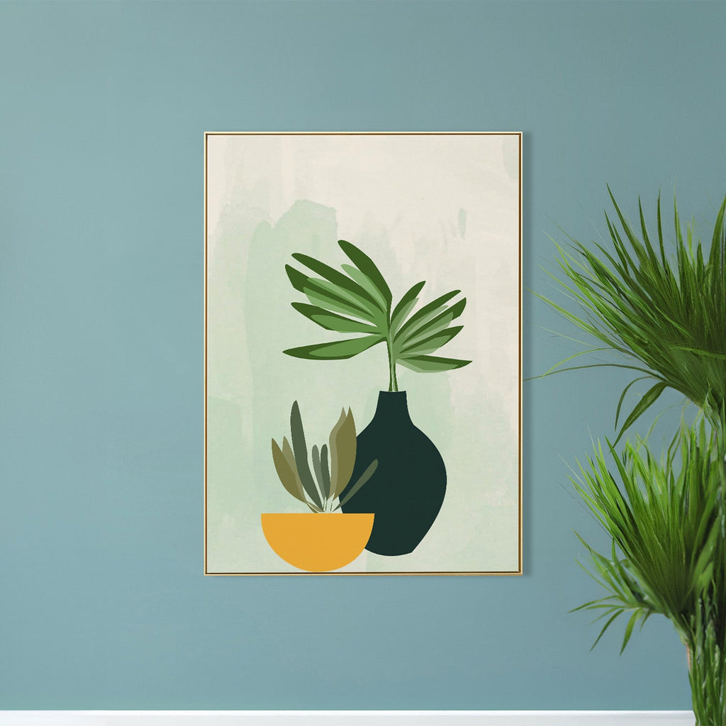 Serene Green Plant Bowl Art Canvas Wall Painting