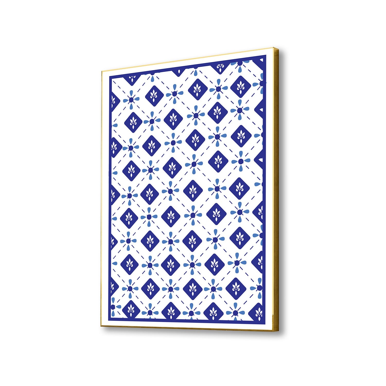 Geometric Blue and White Canvas Wall Painting