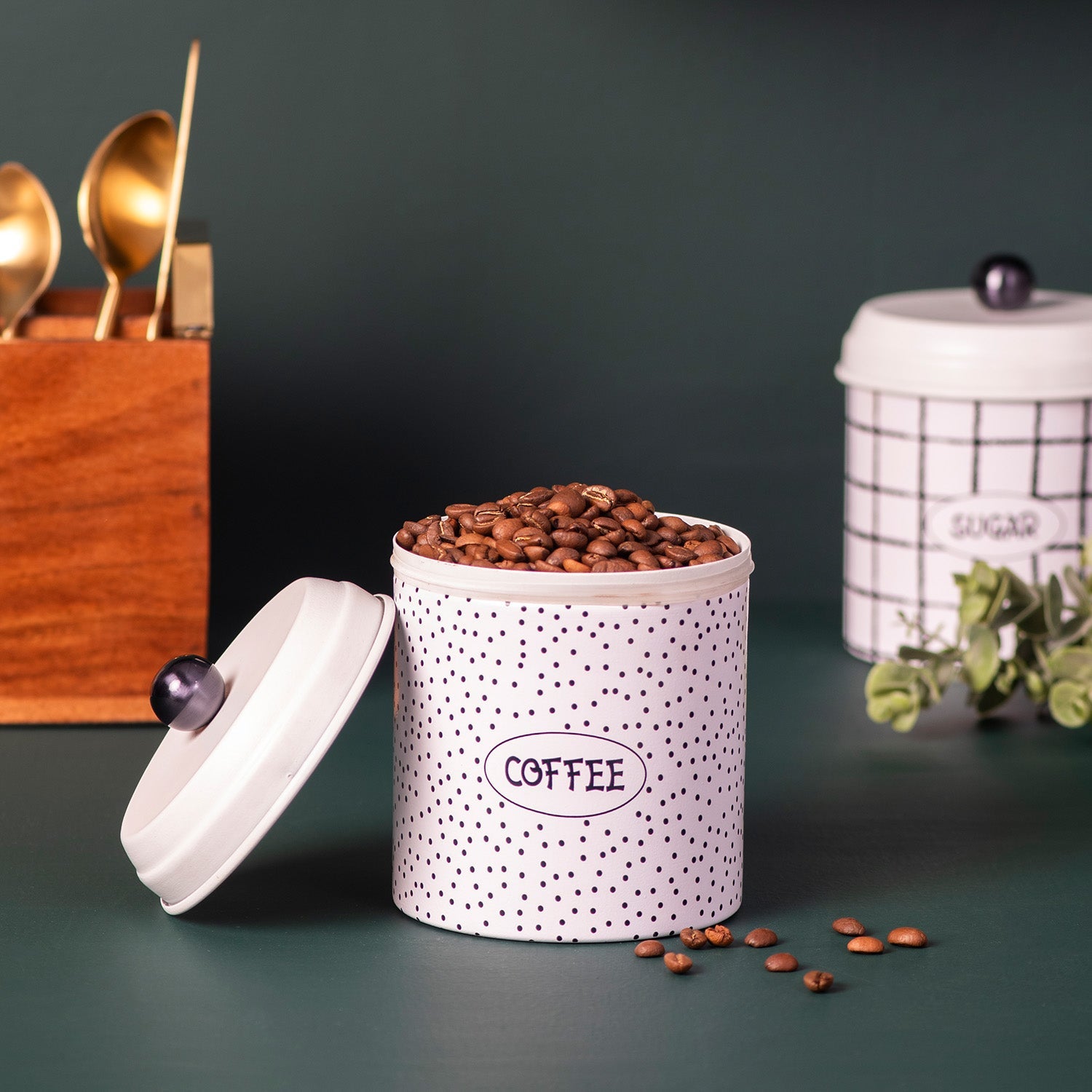 Elegant Kitchen Canister & Jars Set of 3 for Tea, Coffee, Sugar