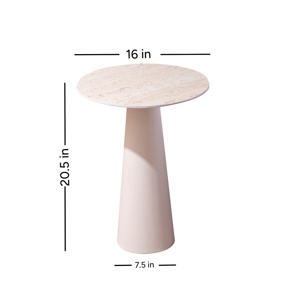 Contemporary Ivory Charm Side Table With Ceramic Top | Nestroots