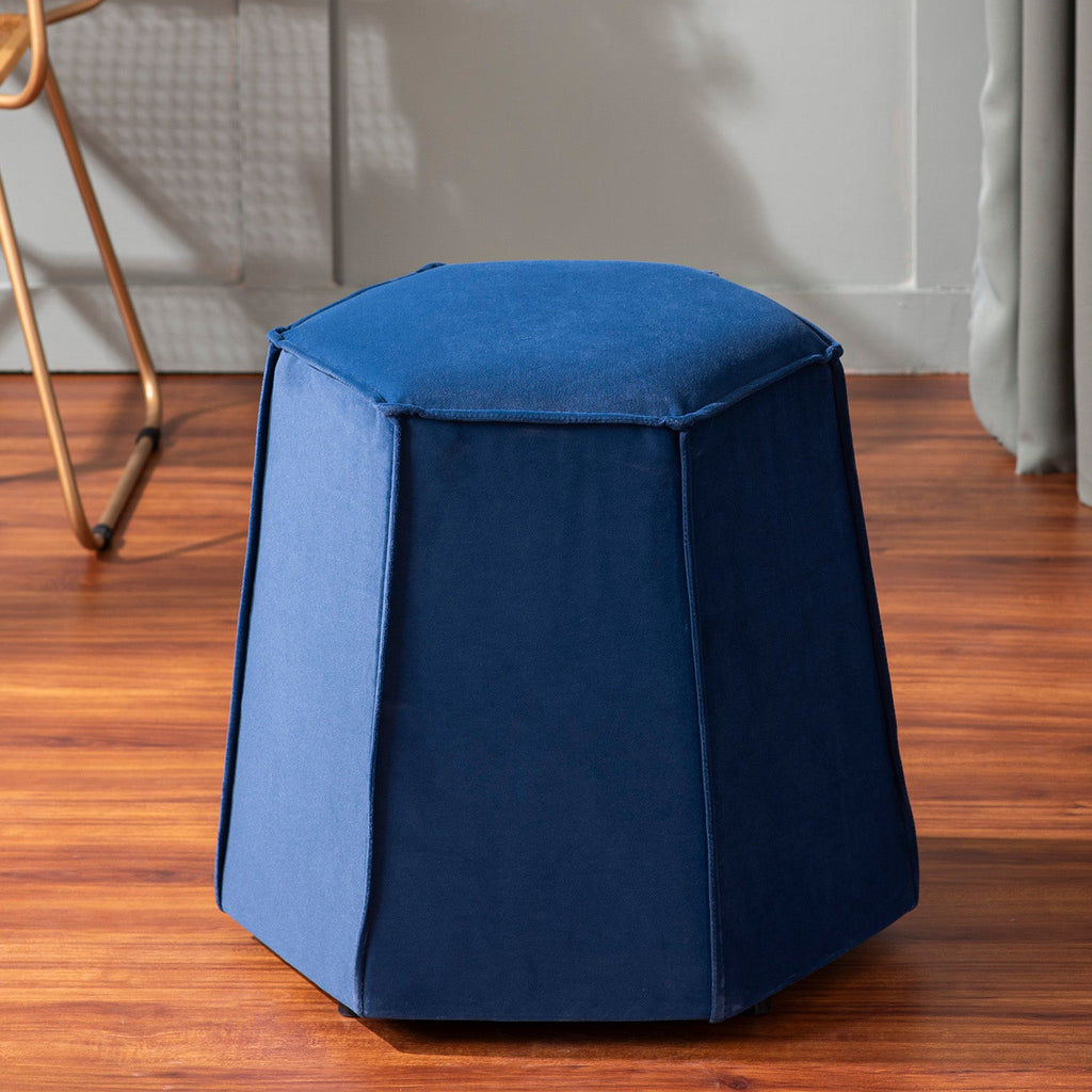 Prism Blue Pouf Ottoman Set Of 2