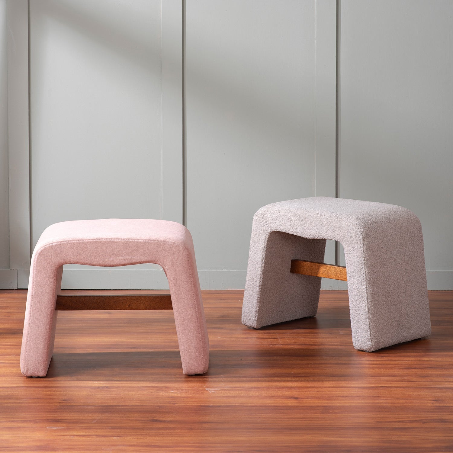Copenhagen Pink & Beige Pouf Seating Solution Set Of 2