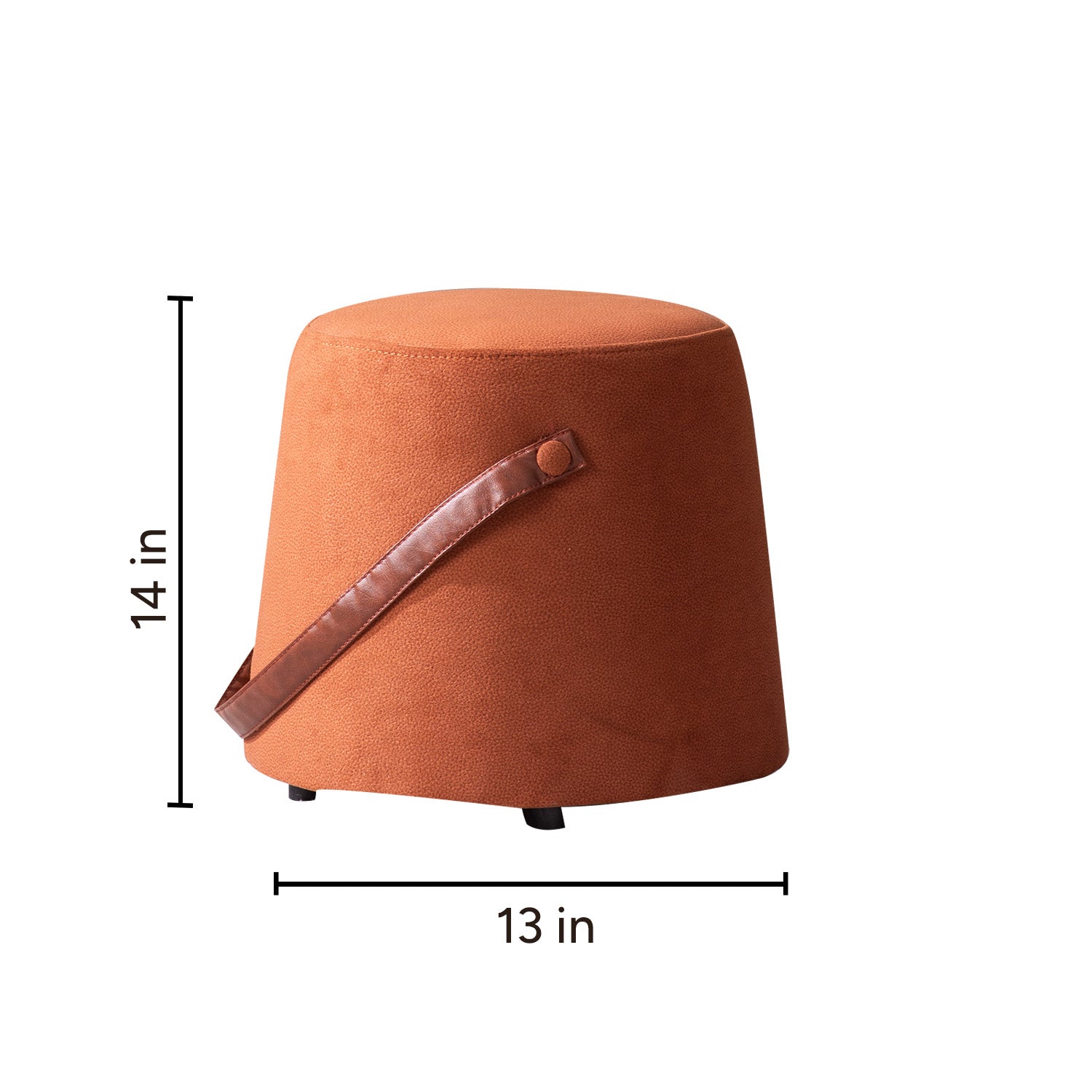 Hoist Collection Pouf With Faux Leather Strap in Tan Color | Nestroots