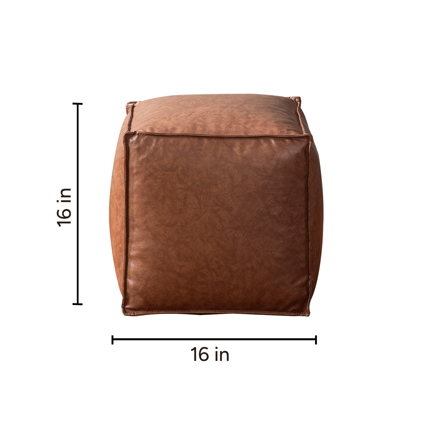 Cuboid Collection Brown Faux Leather Pouf Ottoman Set Of 2