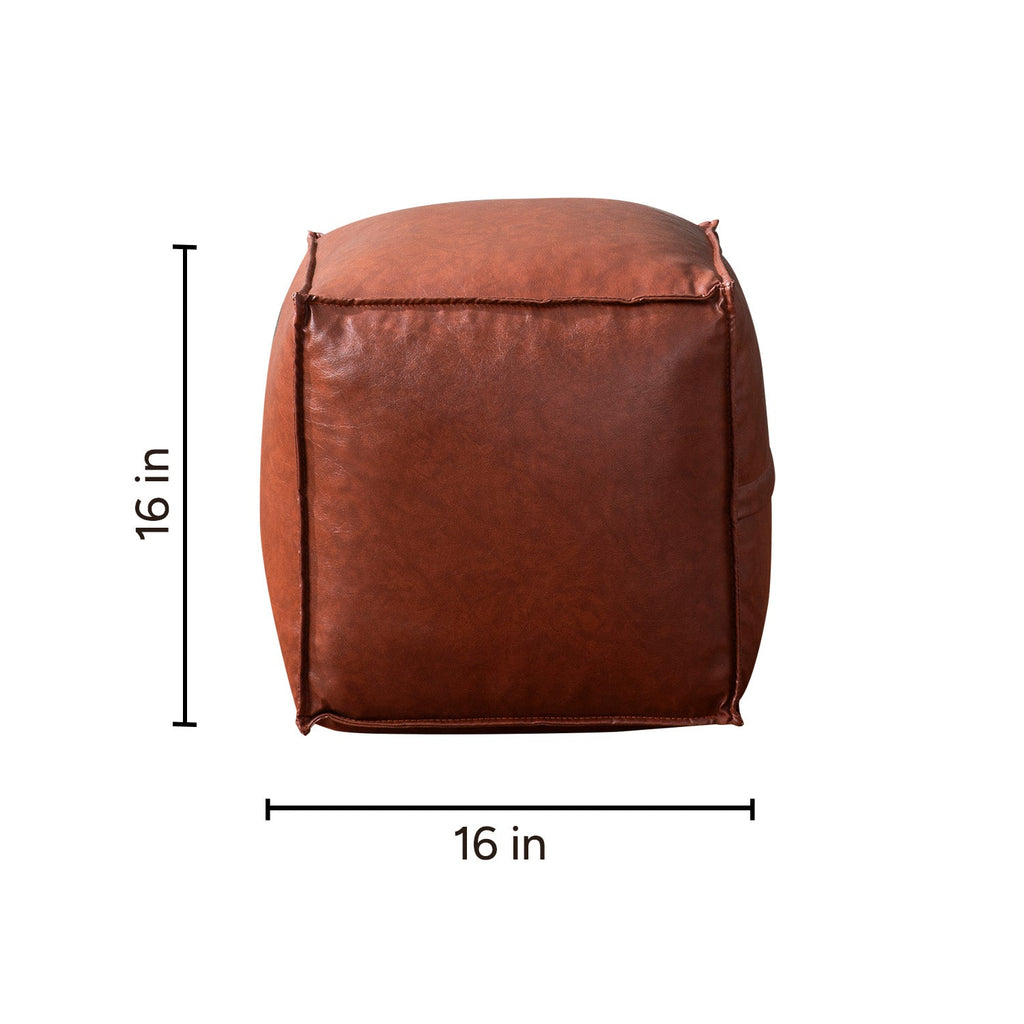 Cuboid Collection Tan Faux Leather Pouf Ottoman Set Of 2