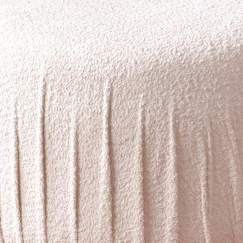 Luxe Collection Cream Fabric Pouf Ottoman