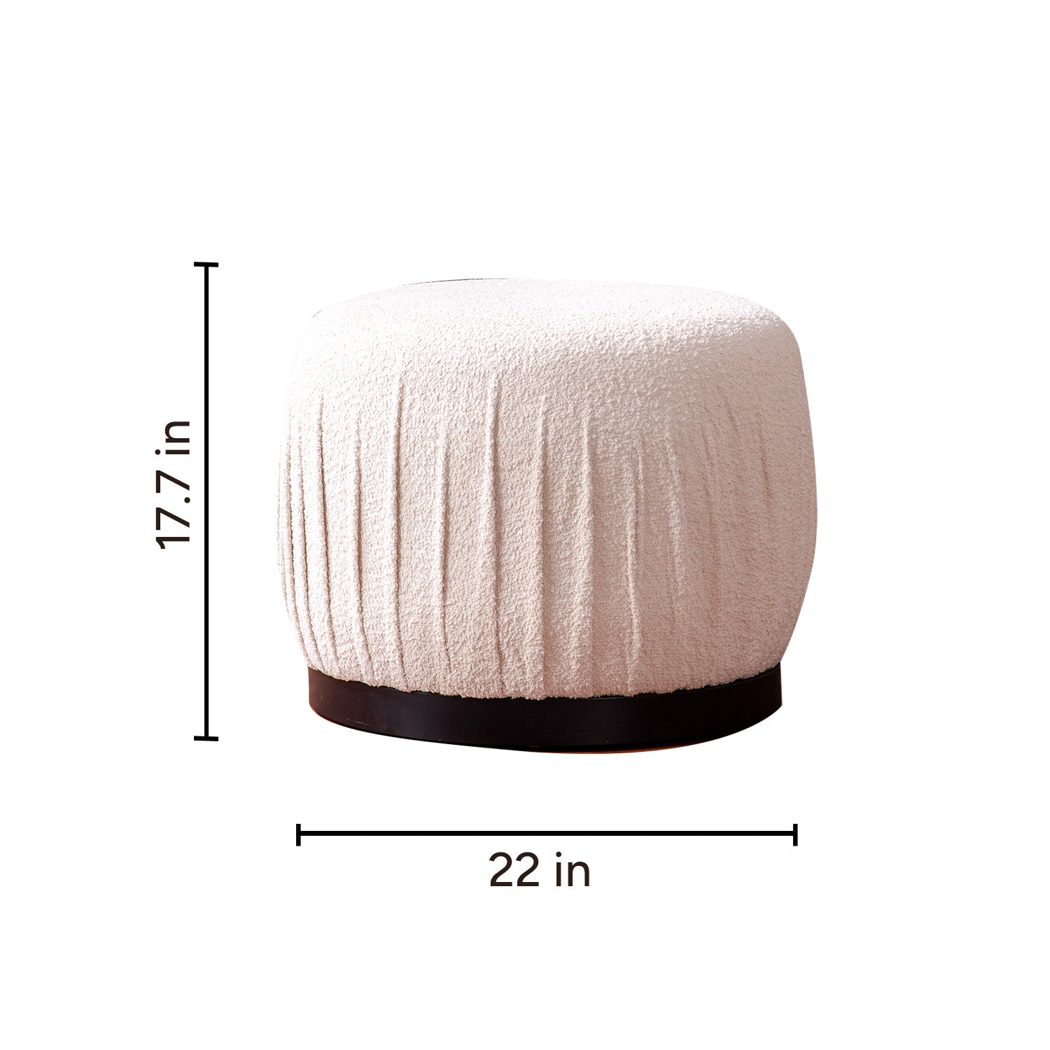 Luxe Collection Cream Fabric Pouf Ottoman