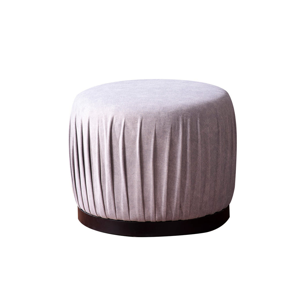 Luxe Collection Grey Fabric Pouf Ottoman Set Of 2