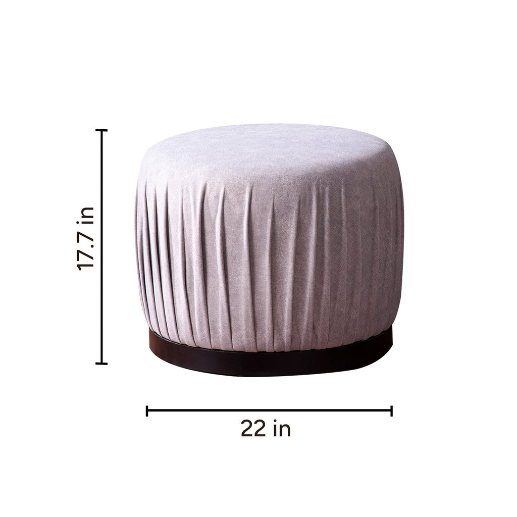 Luxe Collection Grey Fabric Pouf Ottoman Set Of 2