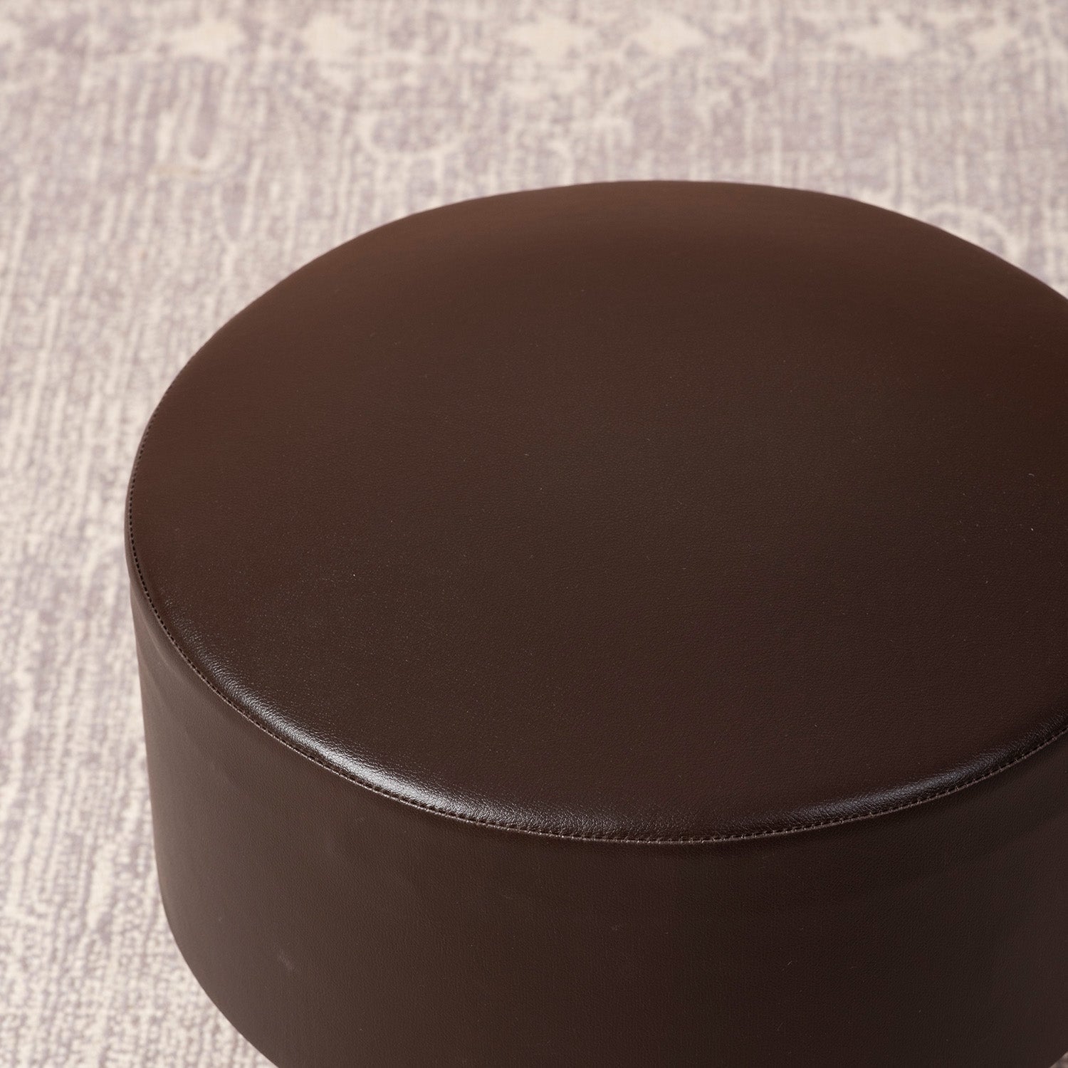 Axel Leatherette Wooden Ottoman in Brown Color