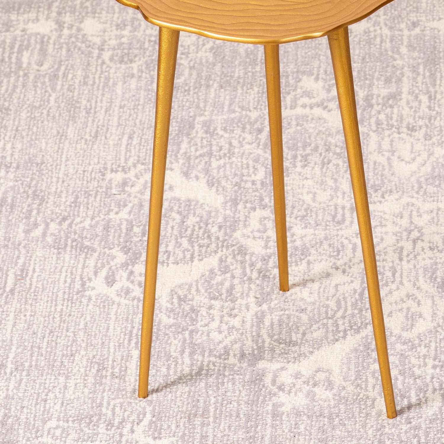 Cosmo Aluminium Floral End Table in Gold Color