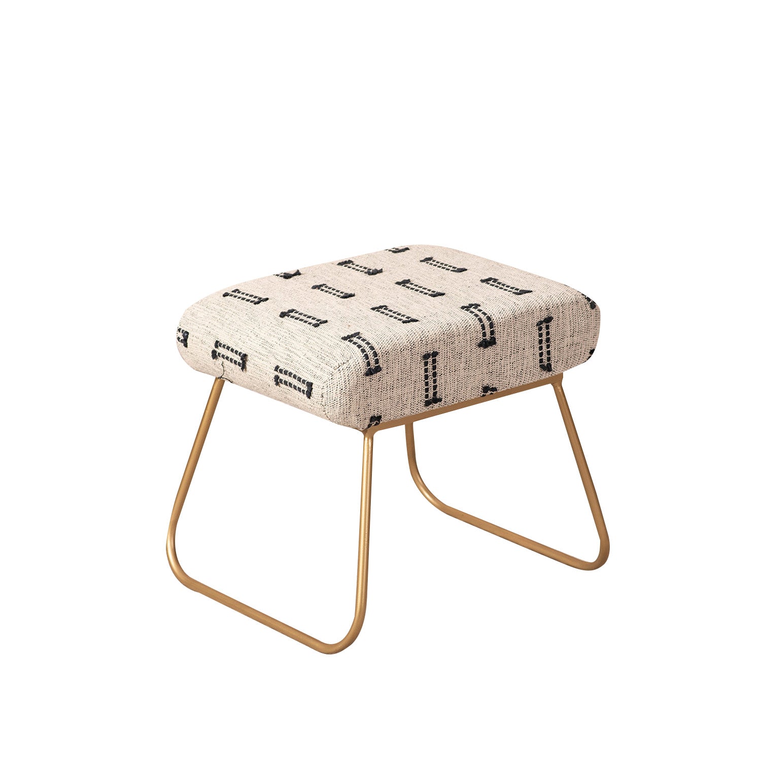 Bohemian Jacquard Metallic Stool in Black & Off White Color