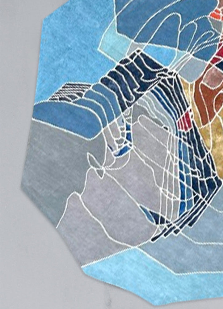 Colorful Asymmetrical Wool & Silk Carpet