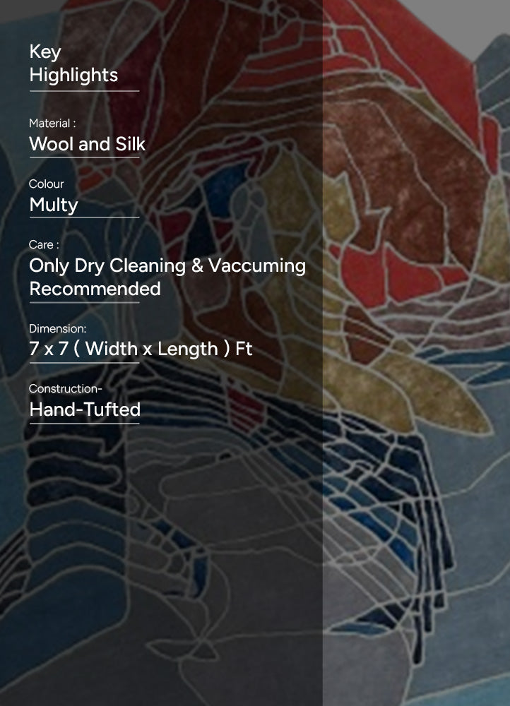 Colorful Asymmetrical Wool & Silk Carpet