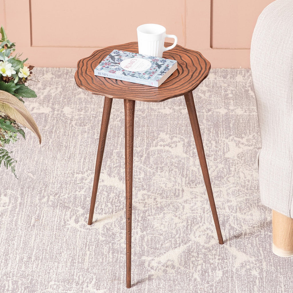 Cosmo Aluminium Floral End Table in Copper Color