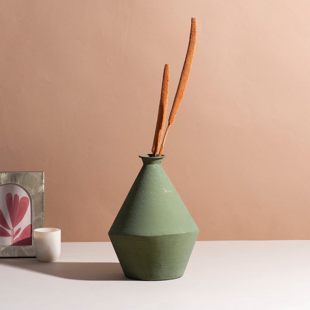 Elegant Sage Green Metal Vase