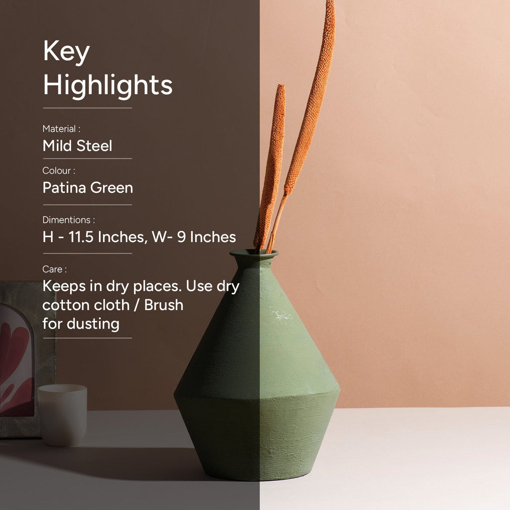 Elegant Sage Green Metal Vase