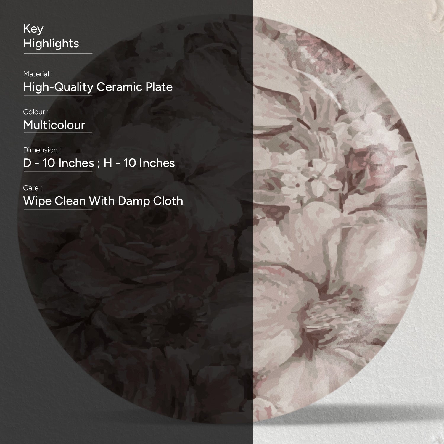 English Floral Wall Plates Set of 4