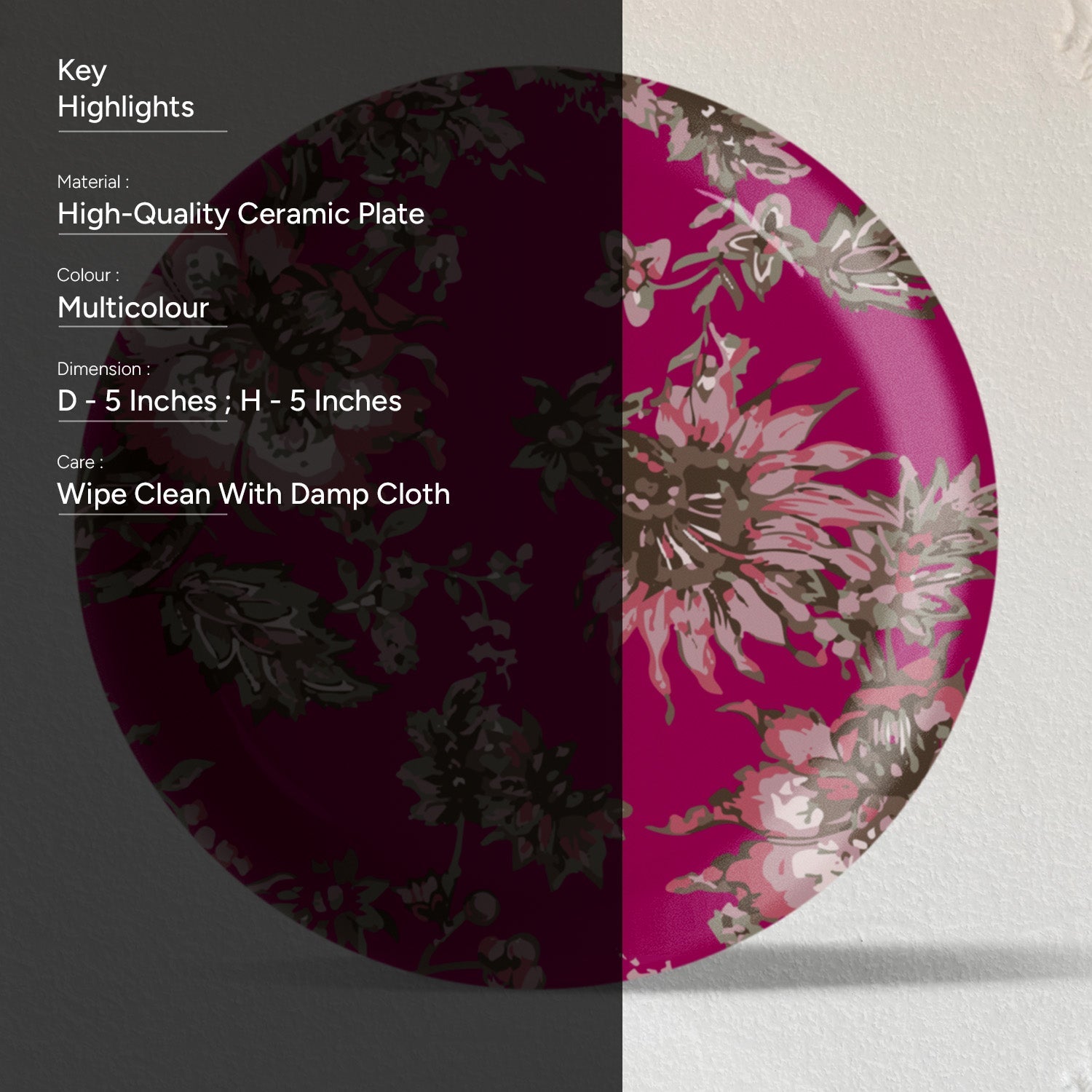 Ethnic Floral Wall Plates Sets of 4