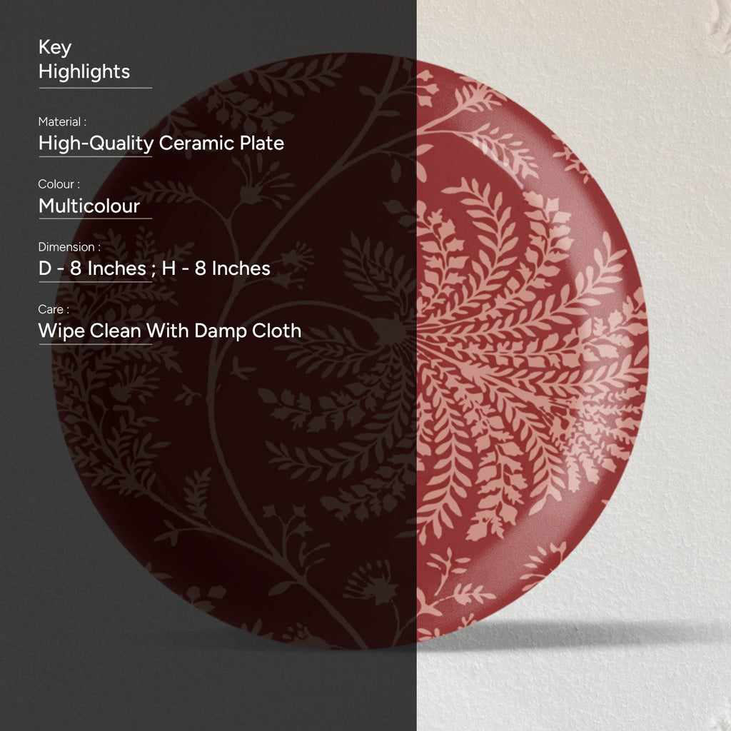 Ethnic Floral Printed Wall Plates Set of 6