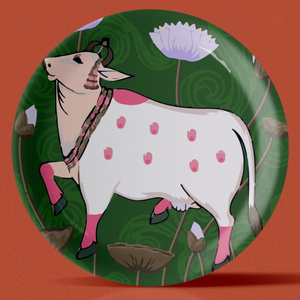 Pichwai Print Porcelain Wall Plates Set of 4