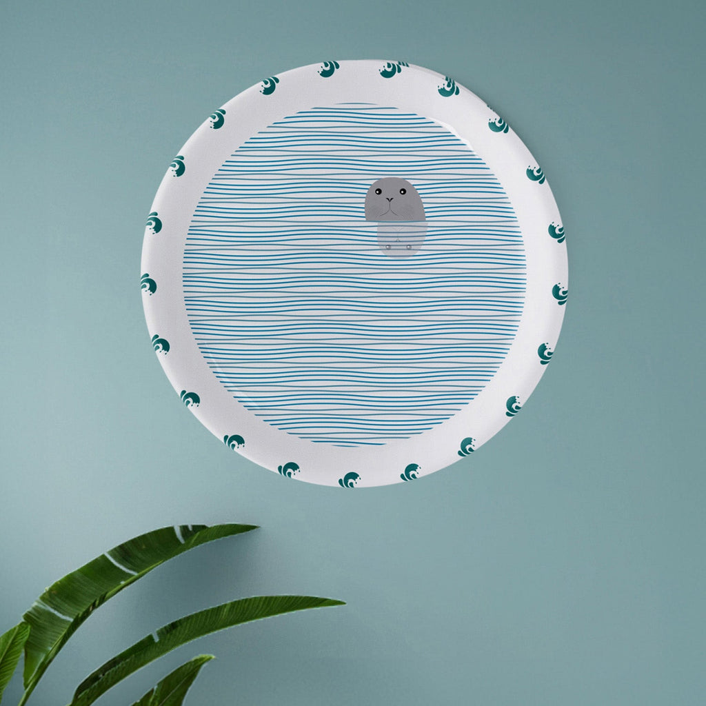 Sea-Inspired waves and fish Abstract Art Collection Porcelain Wall Plates Set of 6