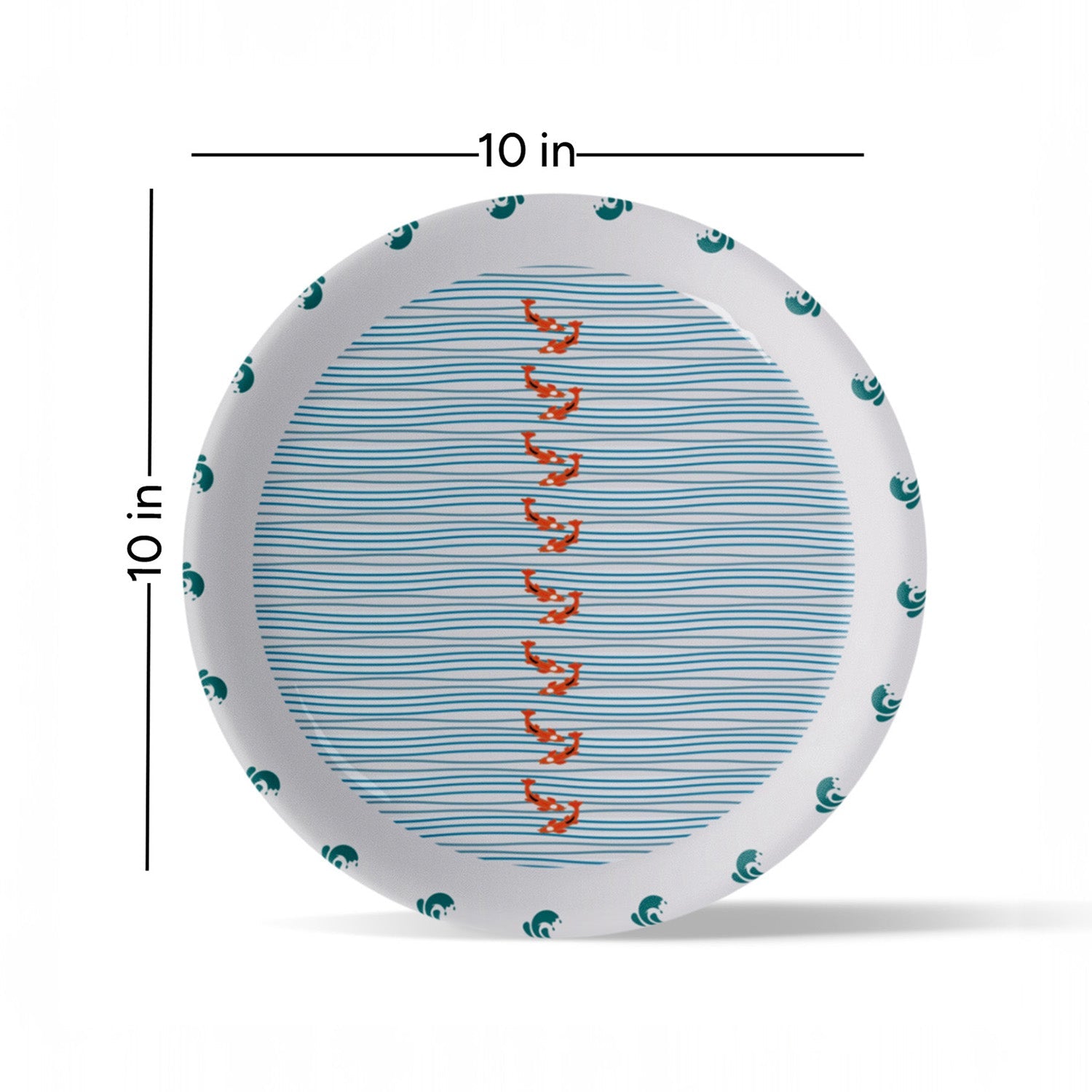 Sea-Inspired waves and fish Abstract Art Collection Porcelain Wall Plates Set of 6