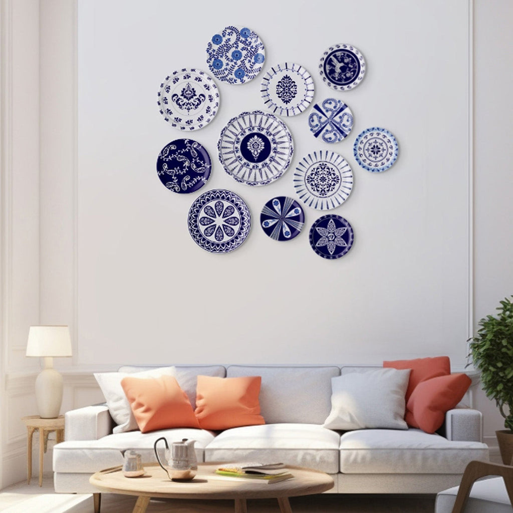 Elegant Blue Pottery cluster for Every Space Wall Plates Set of 12